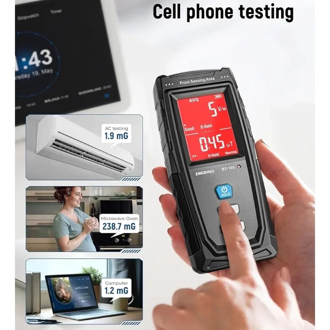 ERICKHILL Micro USB EMF Meter, Digital Radiation Detector with 100mA...
