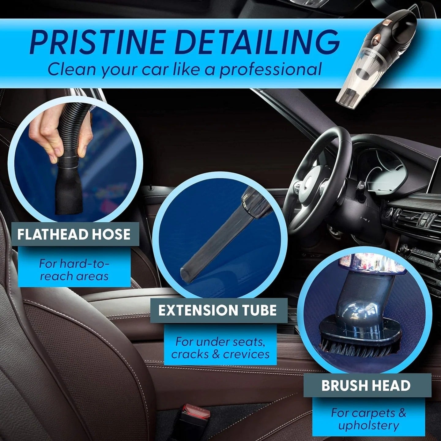 ThisWorx - Aspiradora de auto portátil de mano con cable, bolsa y acce...
