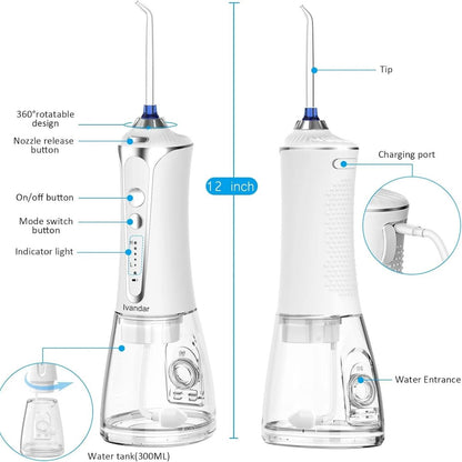 Ivandar Water Flosser for Teeth Cleaner, Cordless Dental Flosser...