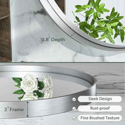 TokeShimi - Espejo redondo para pared de baño, con marco de metal de a...