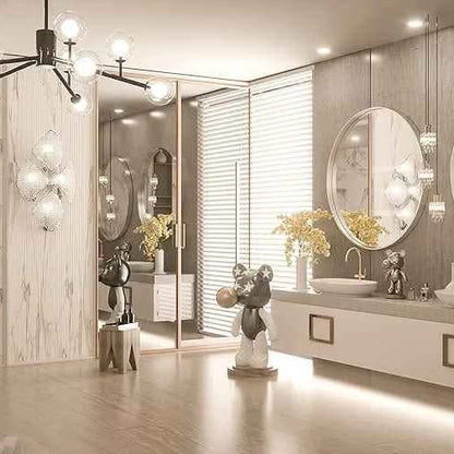 TokeShimi - Espejo redondo para pared de baño, con marco de metal de a...