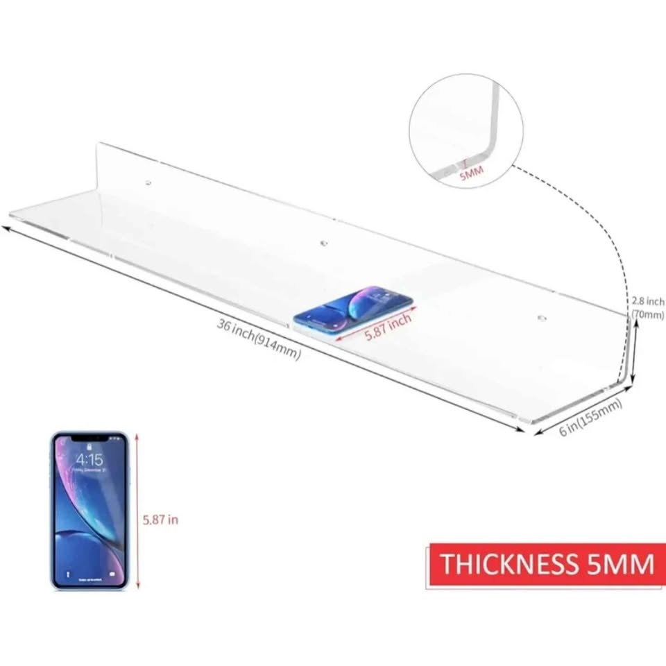 36" Long Wall Mounted Floating Shelves, Set of 2