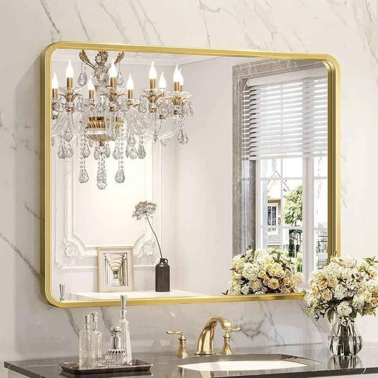 Brightify Espejo de baño dorado para pared, 30 x 40 pulgadas, espejo r...