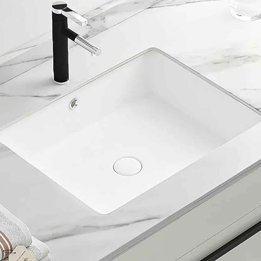 Lavabo Rectangular de Cerámica de Porcelana for Baño Bajo Encimera, Fr...
