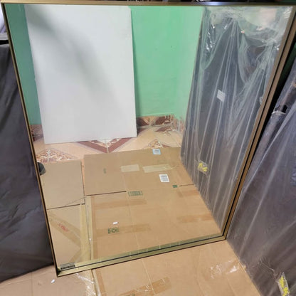 Keonjinn Espejo de baño dorado de 40 x 30 pulgadas, espejo con marco d...