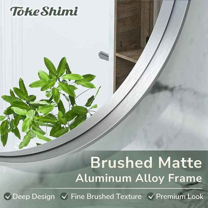 TokeShimi - Espejo redondo para pared de baño, con marco de metal de a...