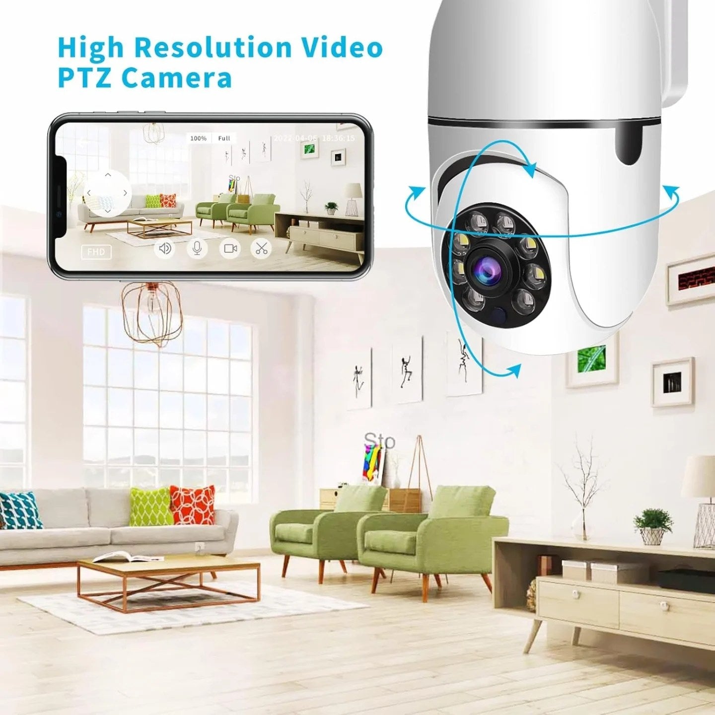 Panoraxy Cámara de seguridad inalámbrica para interiores con enchufe, ...