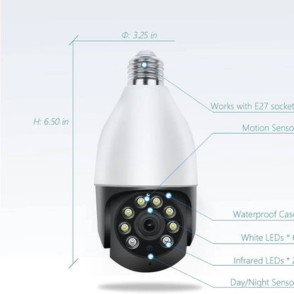 Cámara de seguridad con bombilla panorámica, FHD 2K inalámbrica Wi-Fi ...