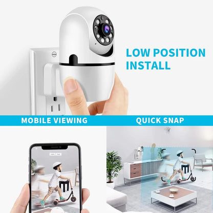 Panoraxy Cámara de seguridad inalámbrica para interiores con enchufe, ...
