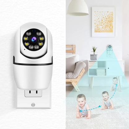 Panoraxy Cámara de seguridad inalámbrica para interiores con enchufe, ...