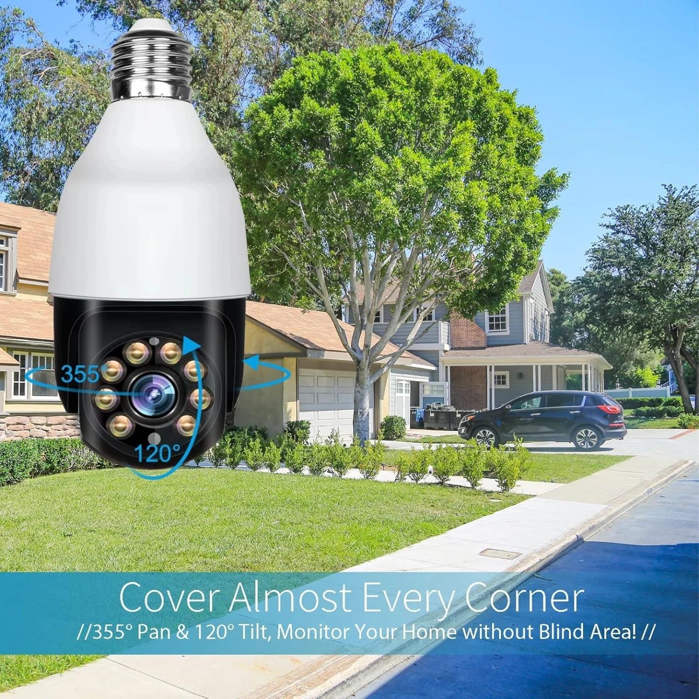 -Panoramic Bulb Security Camera, FHD 2K Wireless Wi-Fi...