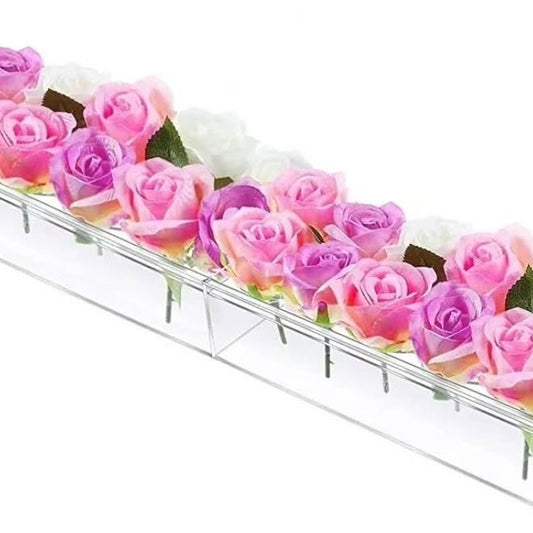 MMH Florero de acrílico transparente rectangular para mesa de comedor,...