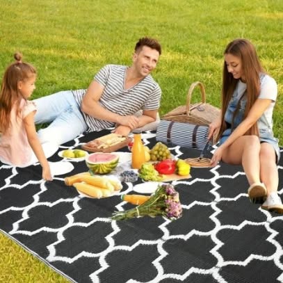 Outdoor Plastic Straw Mat, 9 x 12 Feet,...