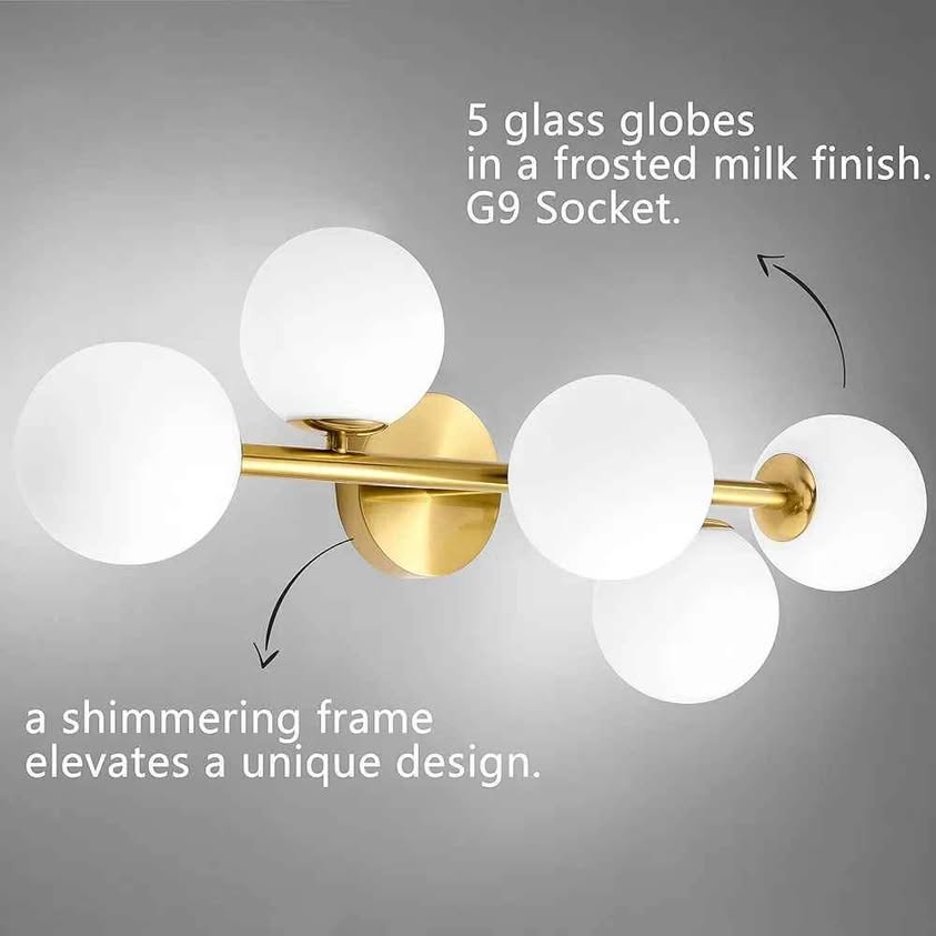 Luces de tocador de baño modernas de mediados de siglo, 5 lámparas de ...