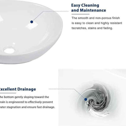 Sarlai 16 x 13-inch Oval Bathroom Sink, Oval Shape, Single Handle,...