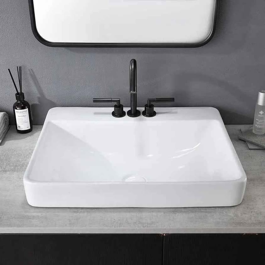 Lavamanos rectangular grande de cerámica de porcelana de 23 x 18 pulga...