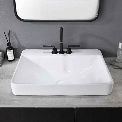 Large 23 x 18 inch rectangular porcelain ceramic bathroom sink...
