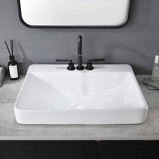 Lavamanos rectangular grande de cerámica de porcelana de 23 x 18 pulga...