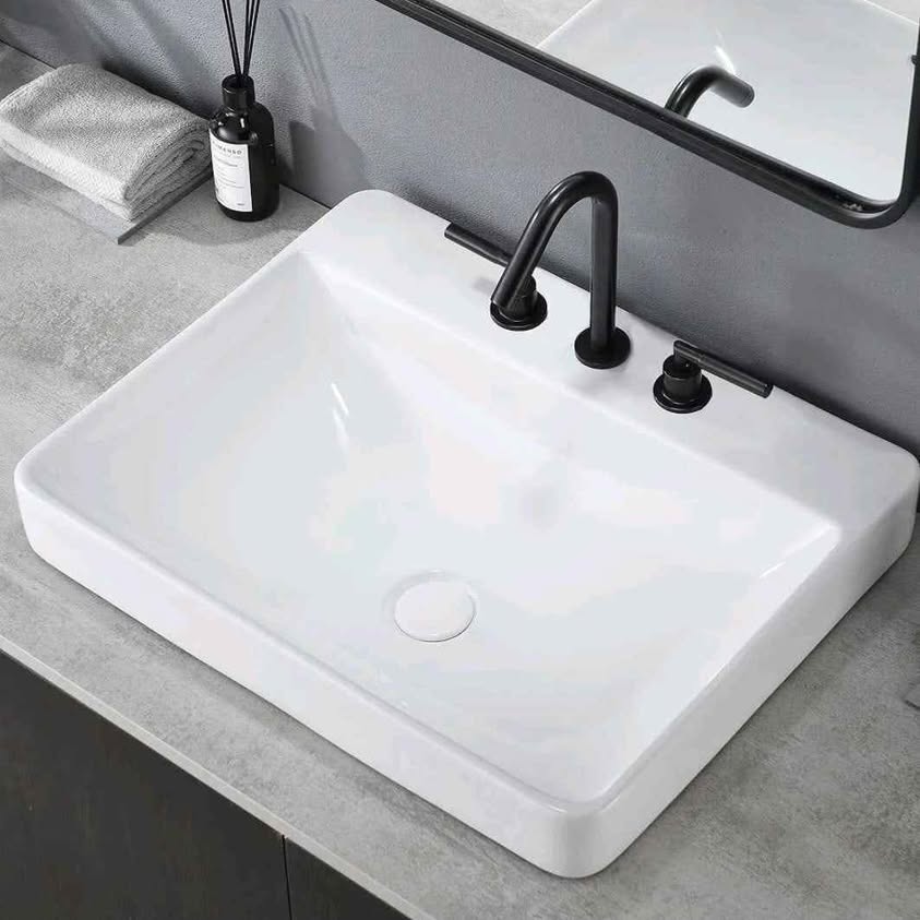 Lavamanos rectangular grande de cerámica de porcelana de 23 x 18 pulga...