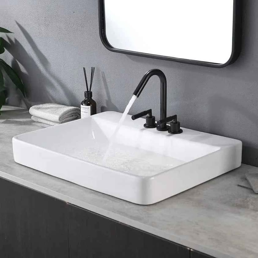 Lavamanos rectangular grande de cerámica de porcelana de 23 x 18 pulga...