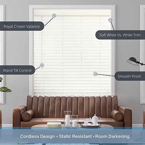 Lotus & Windoware Persiana de madera sintética de 2 pulgadas, sin cabl...