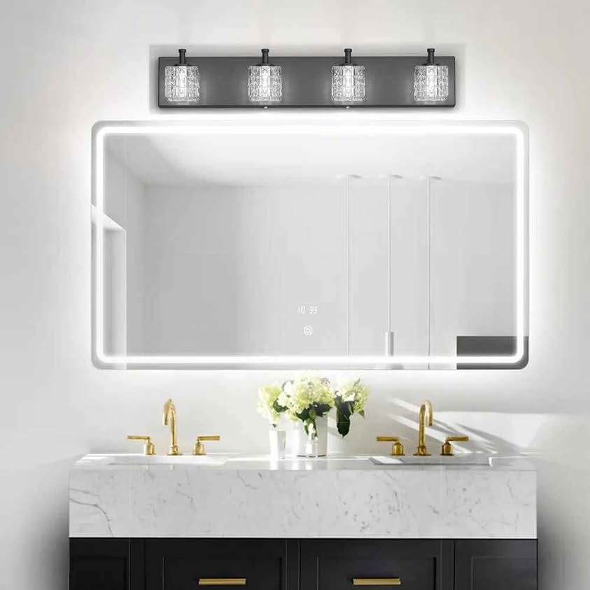 Lámpara Ralbay de tocador de cristal – 4 LED modernas luces de tocador d...