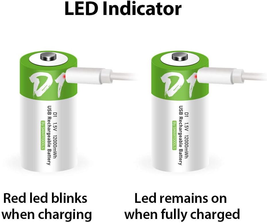 Baterías D recargables de 1.5 V, 12000 mWh, batería recargable D de io...