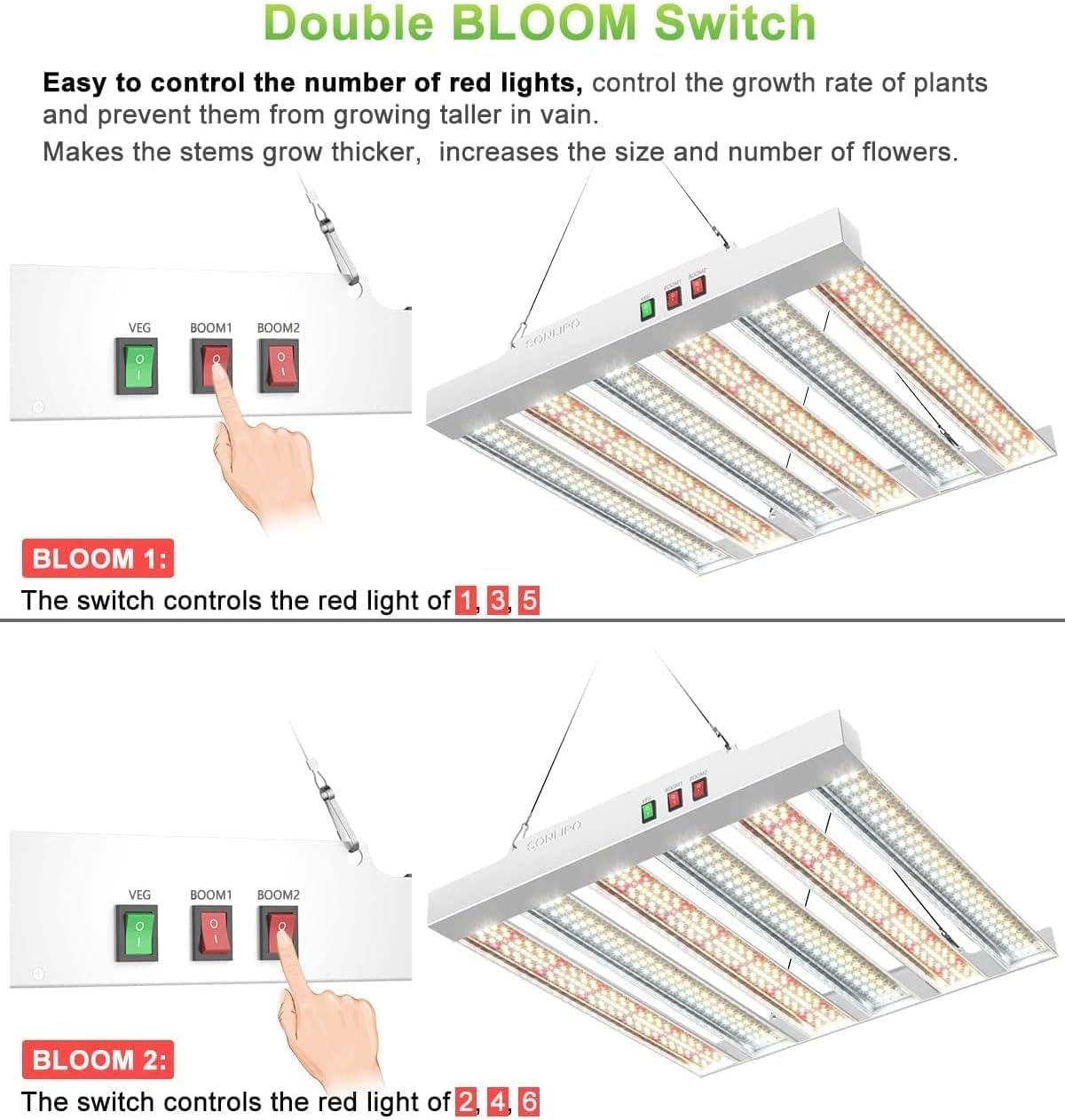 Luz LED de crecimiento SPF2000 de 200 W, cobertura de 3 x 3 pies con n...