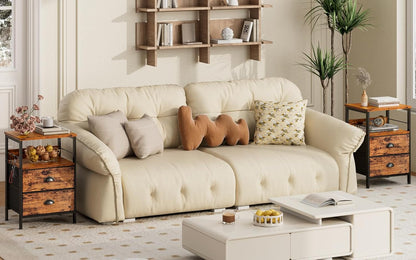 Mesita de noche Furologee con 2 cajones de tela, mesa auxiliar, mesa a...