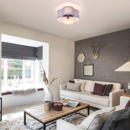 Lámpara de techo de montaje semiempotrado con pantalla de tela, ideal ...