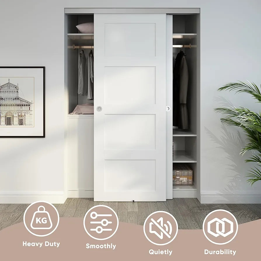 JUBEST Herrajes de puerta corrediza de derivación de 5 pies/...