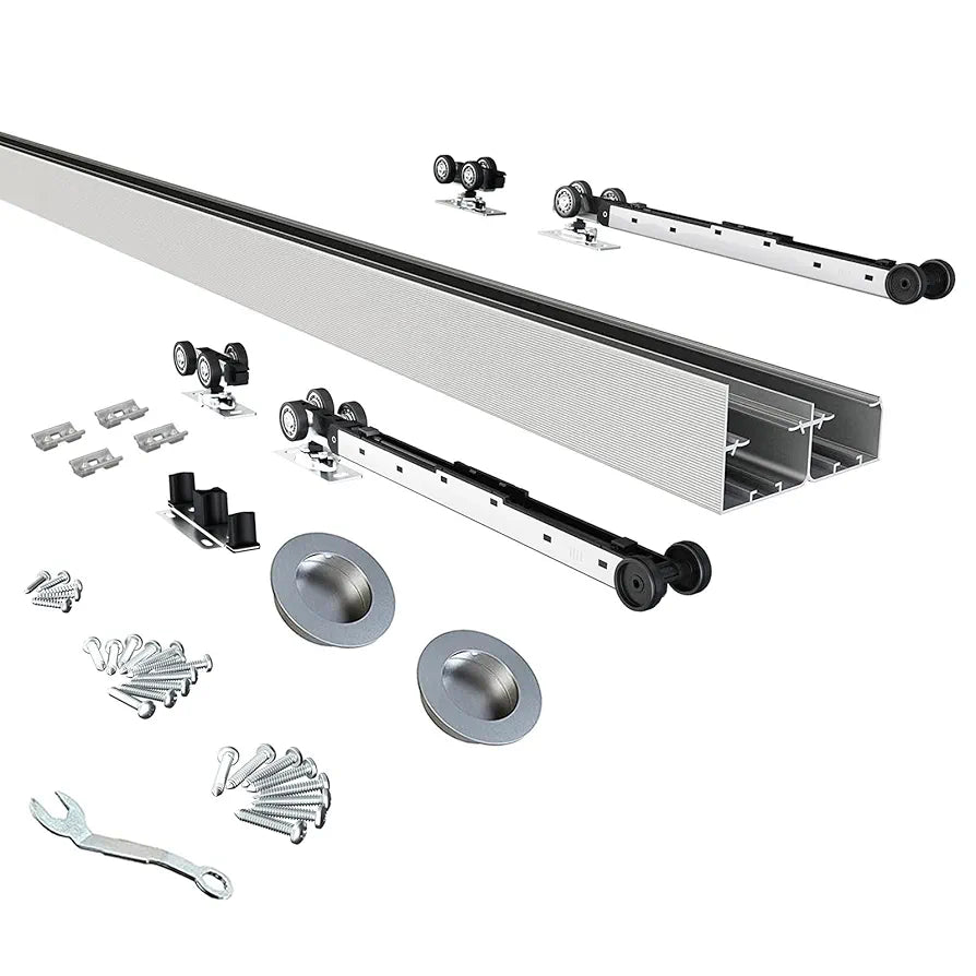 JUBEST Herrajes de puerta corrediza de derivación de 5 pies/...