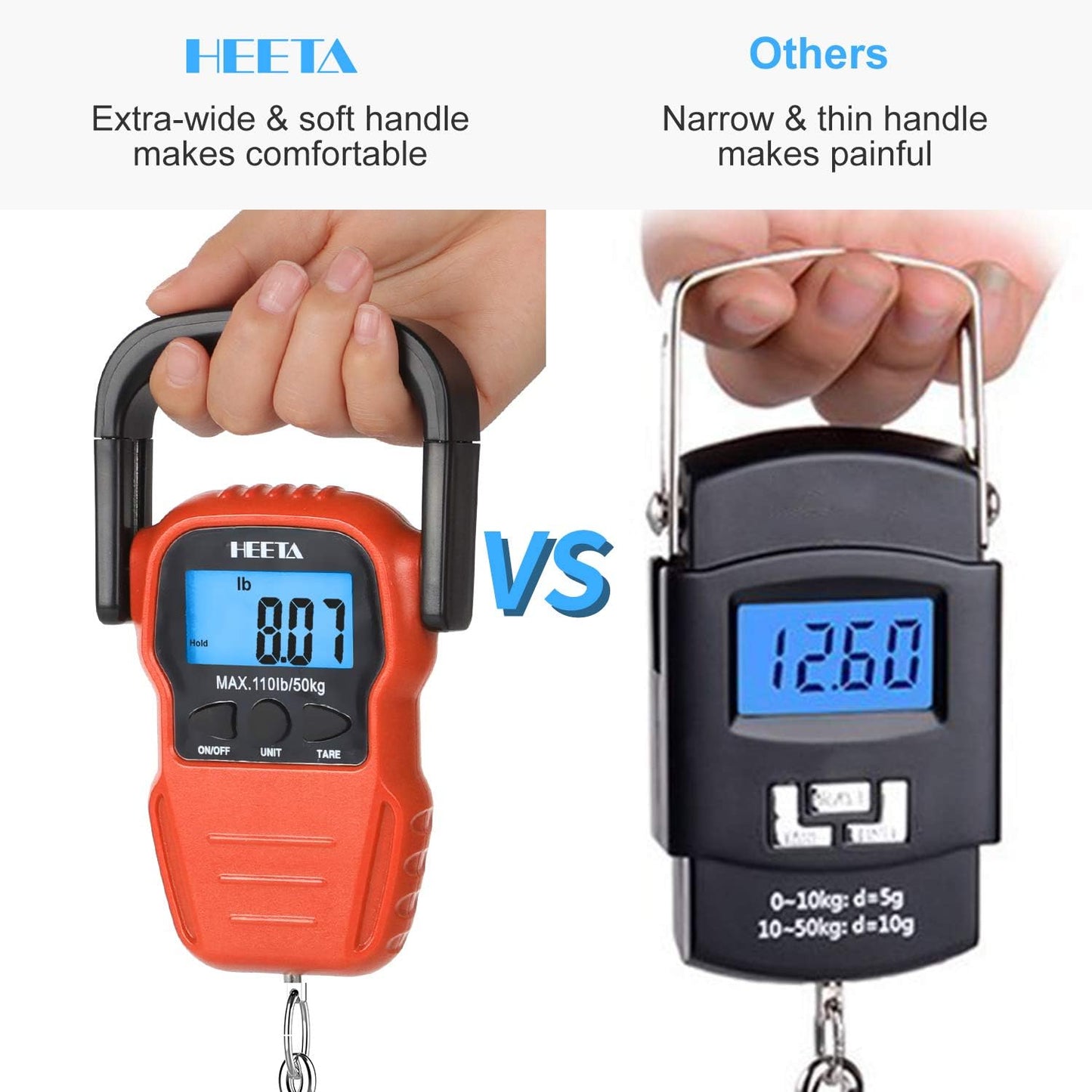 HEETA Báscula de pescado con pantalla LCD retroiluminada, hasta 110 li...