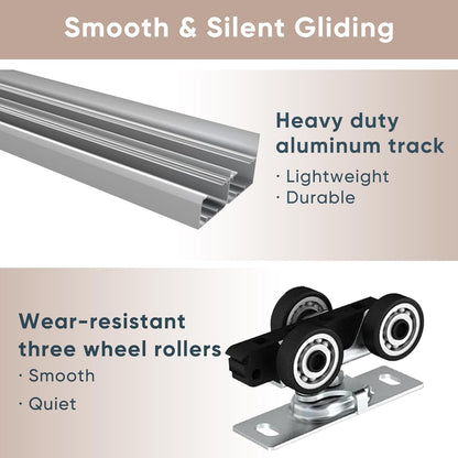 JUBEST Herrajes de puerta corrediza de derivación de 5 pies/...