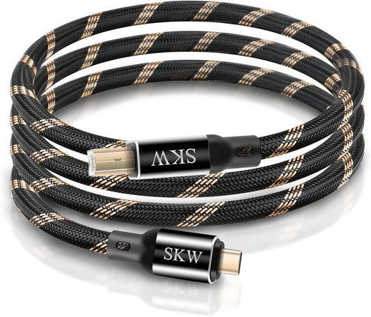 SKW Audiophiles - Cable de impresora USB tipo C/USB C a USB B, cable d...
