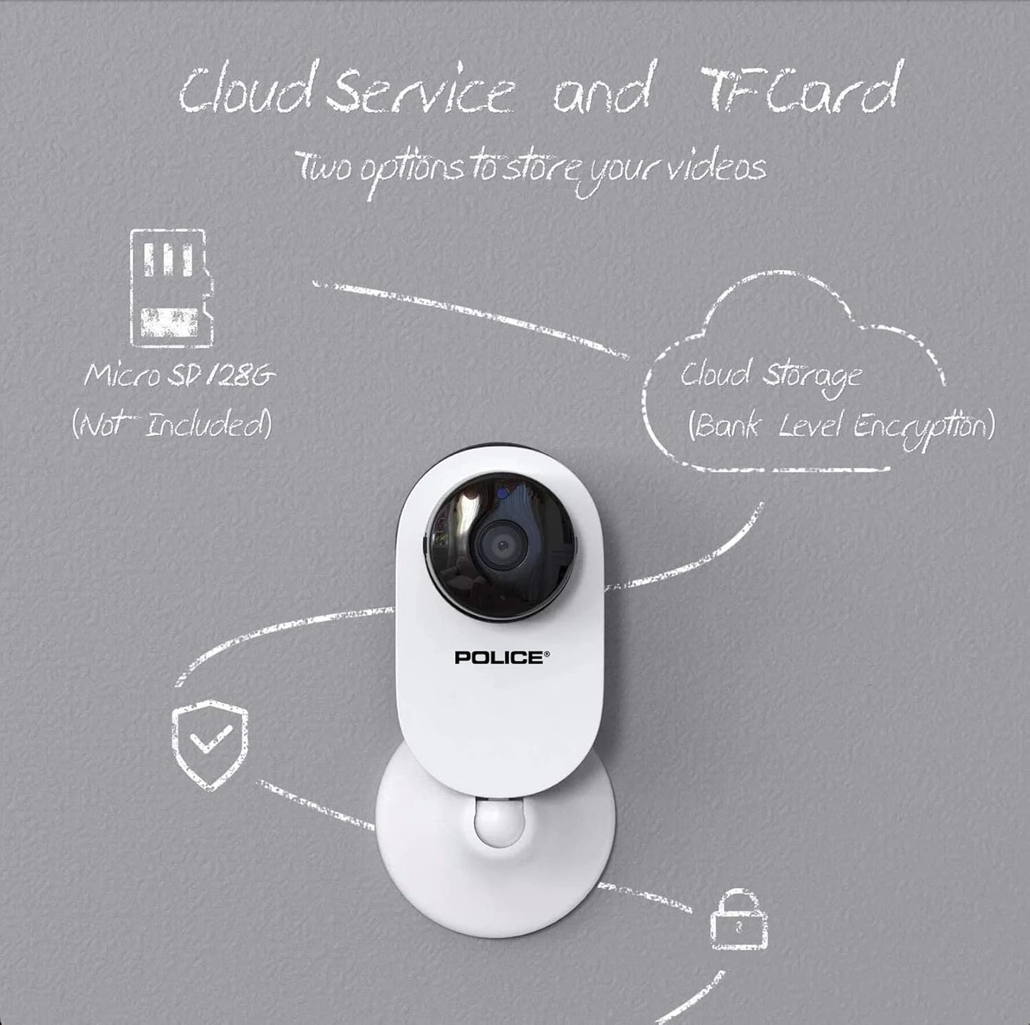 POLICE Cámara de seguridad WiFi HD 1080P compacta para interiores, sis...