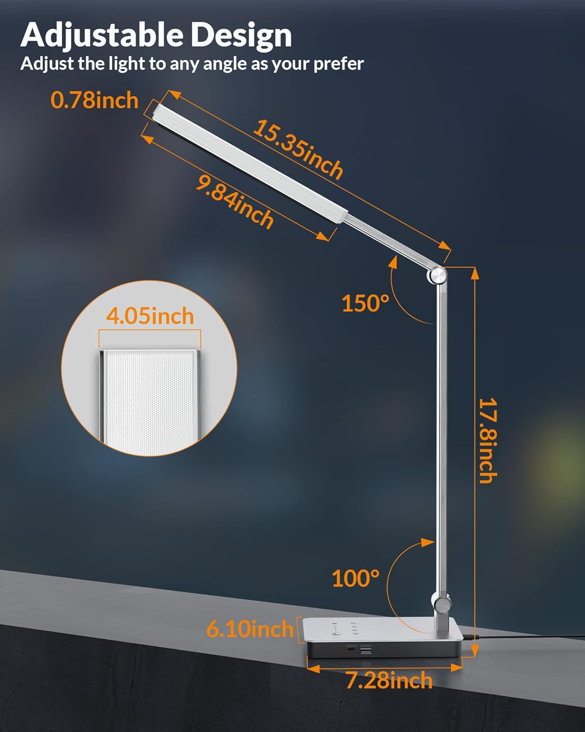 LEPOWER Lámpara de escritorio LED brillante – 900LM 24W Control táctil...