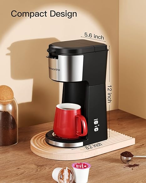 Famiworths Cafetera de una sola porción para taza K y café molido, con...