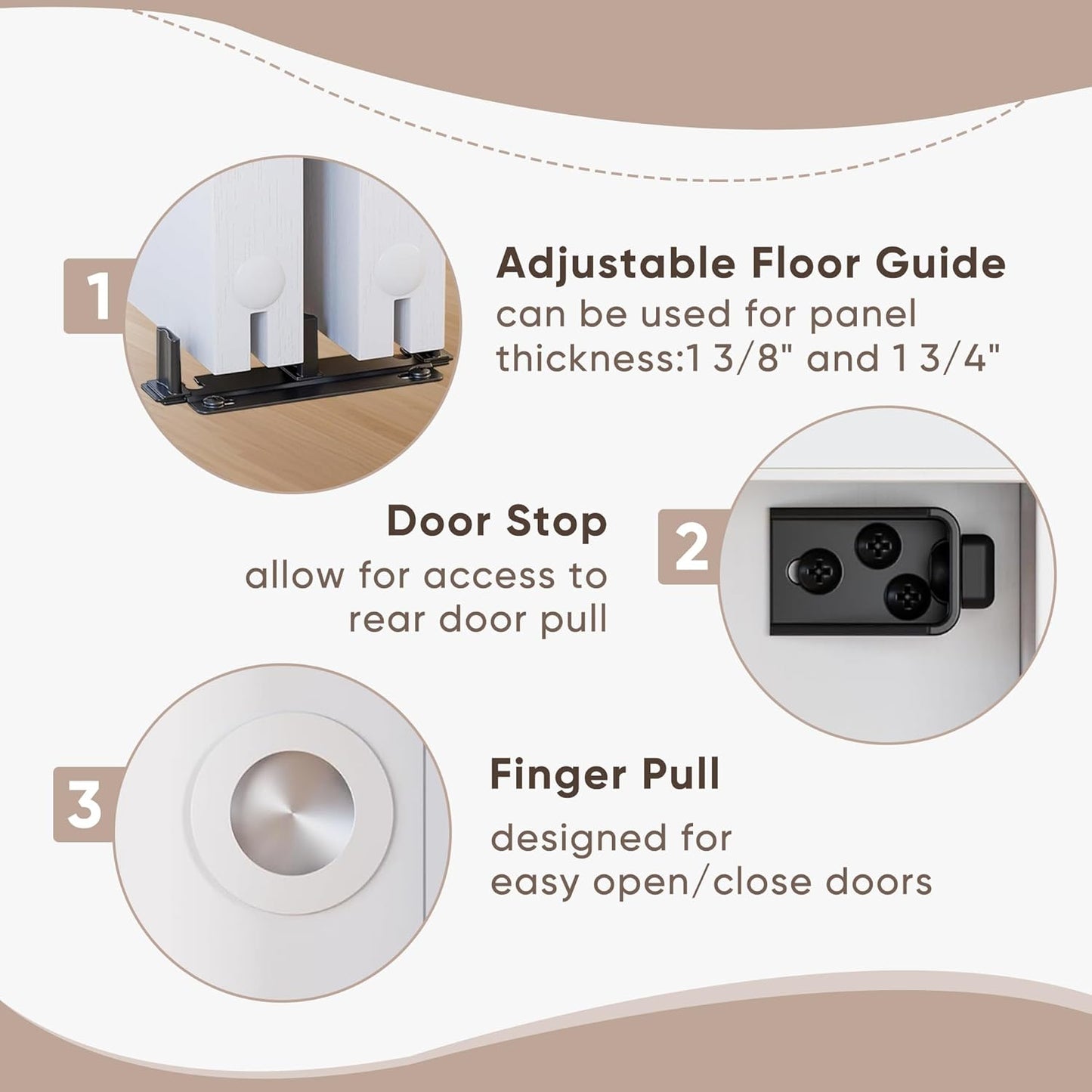 JUBEST Herrajes de puerta corrediza de derivación de 5 pies/...