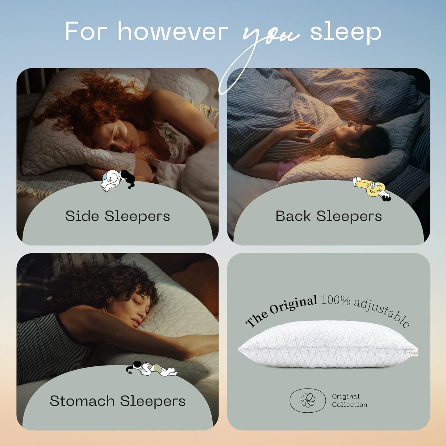 Coop Home Goods Original Loft, almohadas de cama tamaño Queen para dor...