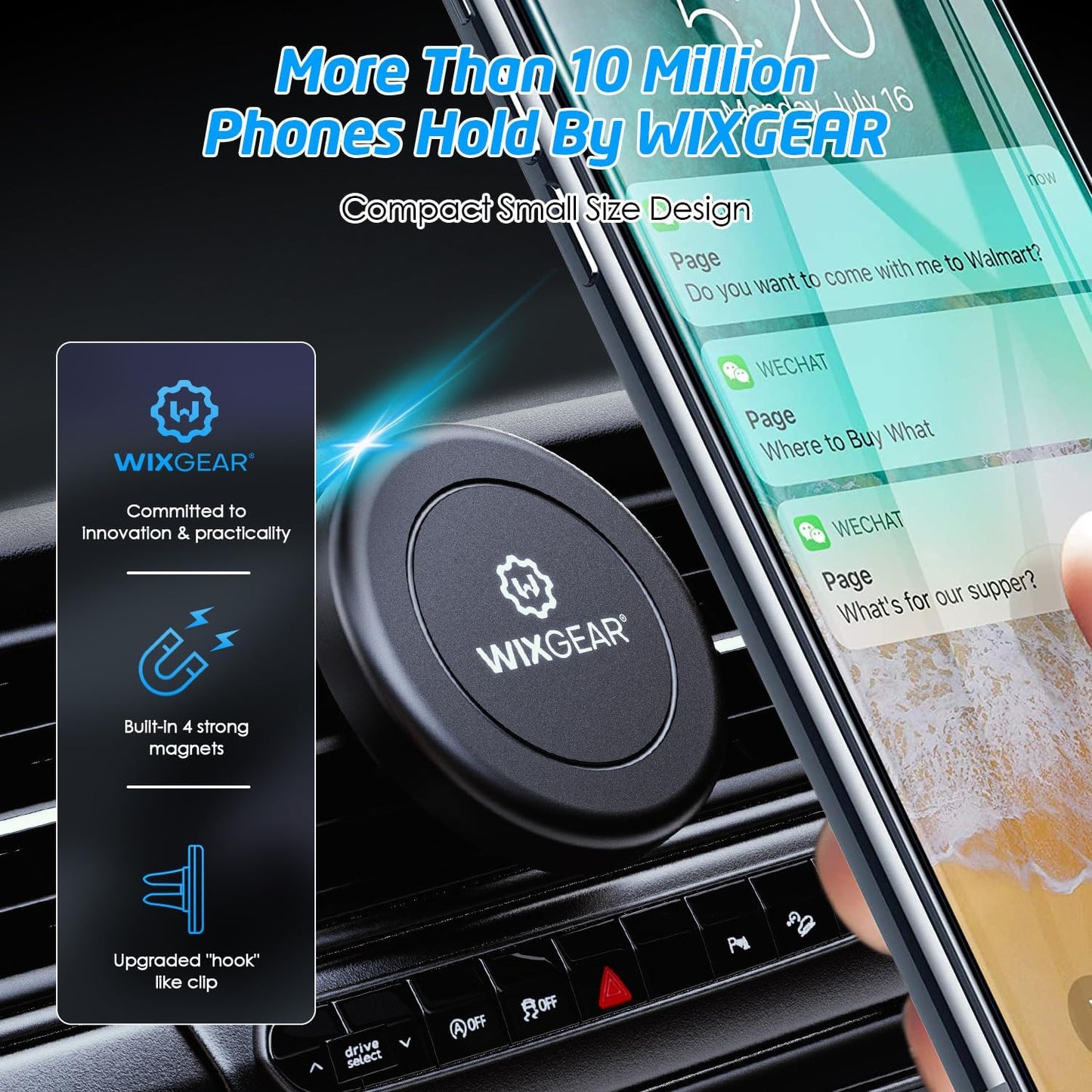 Soporte magnético para teléfono para automóvil WixGea...