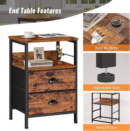 Mesita de noche Furologee con 2 cajones de tela, mesa auxiliar, mesa a...