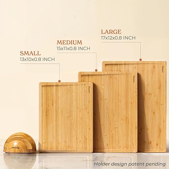 SMIRLY - Large Cutting Board Set for the Kitchen with Holder