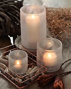 ARIAMOTION Set of 5 Hurricane Candle Holders, 5 Decorative Pillar Candle Holders...