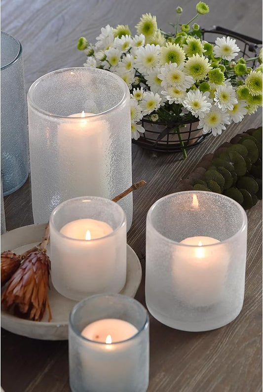 ARIAMOTION Juego de 5 portavelas de huracán, 5 pilares de decoración d...