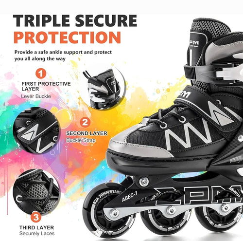 2PM SPORTS Adjustable Inline Skates for Girls with Light-Up Wheels