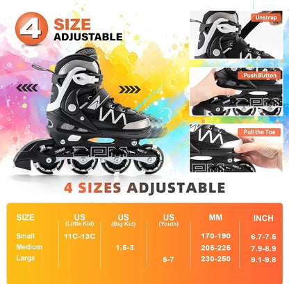 2PM SPORTS Patines en línea ajustables para niñas con ruedas de luz co...