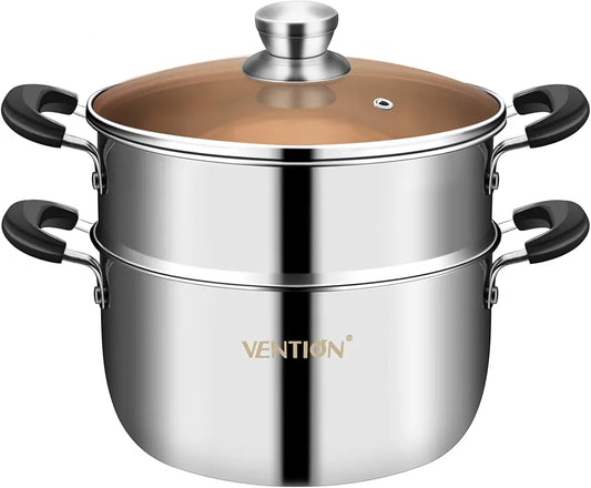 VENTION - Vaporera de 2 niveles para cocinar, vaporera de verduras de ...