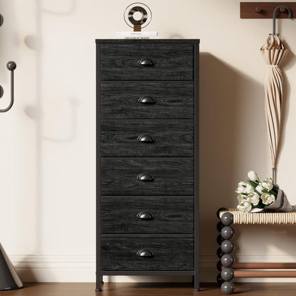 Furnulem Tall Chest of Drawers with 6 Drawers, Vertical Nightstand and Storage Trunk for...