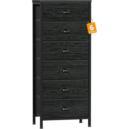 Furnulem Tall Chest of Drawers with 6 Drawers, Vertical Nightstand and Storage Trunk for...